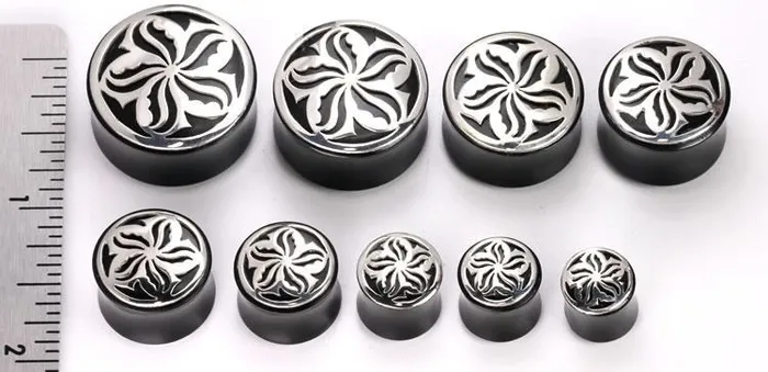 925 PINWHEEL Silver Cap on a Double Flared Horn Organic Plug 10mm24mm Price Per 1 Elementals Organics Anal