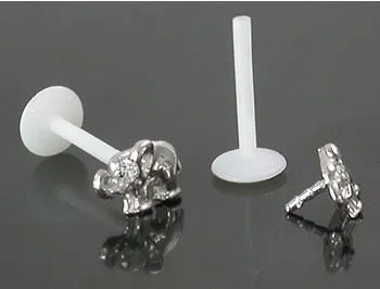 Anal 14kt White Gold ELEPHANT For BioPlastic Nose Screw Stem or Labret BioPlast Painful Pleasures