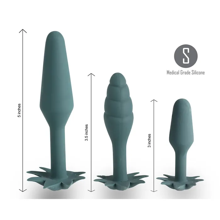 Anal Maia Toys Maia Toys Doobies Hemp Leaf Anal Trainer Silicone Set 3 Sizes 420 Series