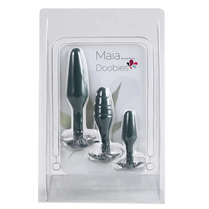 Anal Maia Toys Maia Toys Doobies Hemp Leaf Anal Trainer Silicone Set 3 Sizes 420 Series