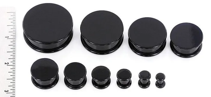 Anal Painful Pleasures BOX Plugs Black ACRYLIC Threaded Hollow Center STASH 4mm 48mm Price Per 1