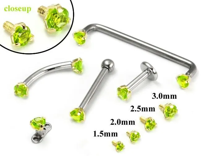 Anal Tilum Tilum 14g12g Internally Threaded Yellow Gold Light Green Jewel Top Price Per 1 Anal Tilum Tilum 14g12g Internally Threaded Yellow Gold Light Green Jewel Top Price Per 1