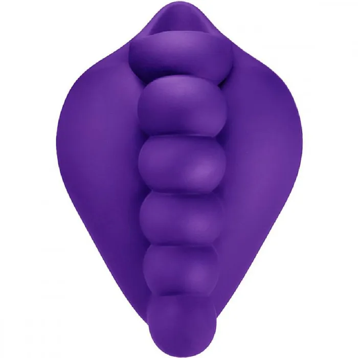 Bananapants Female Sex Toys Honeybunch Textured Dildo Base with Vibrator Pocket for Harness Play Purple