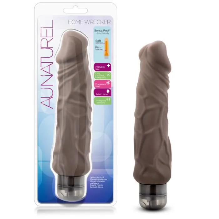 Blush Home Wrecker Dual Density Vibrating Dildo Chocolate Female Sex Toys