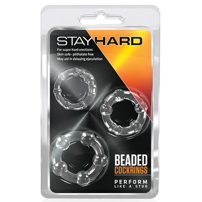 Blush Novelties Male Sex Toys Stay Hard Beaded Penis Cock Rings Clear 3Piece Blush Novelties Male Sex Toys Stay Hard Beaded Penis Cock Rings Clear 3Piece