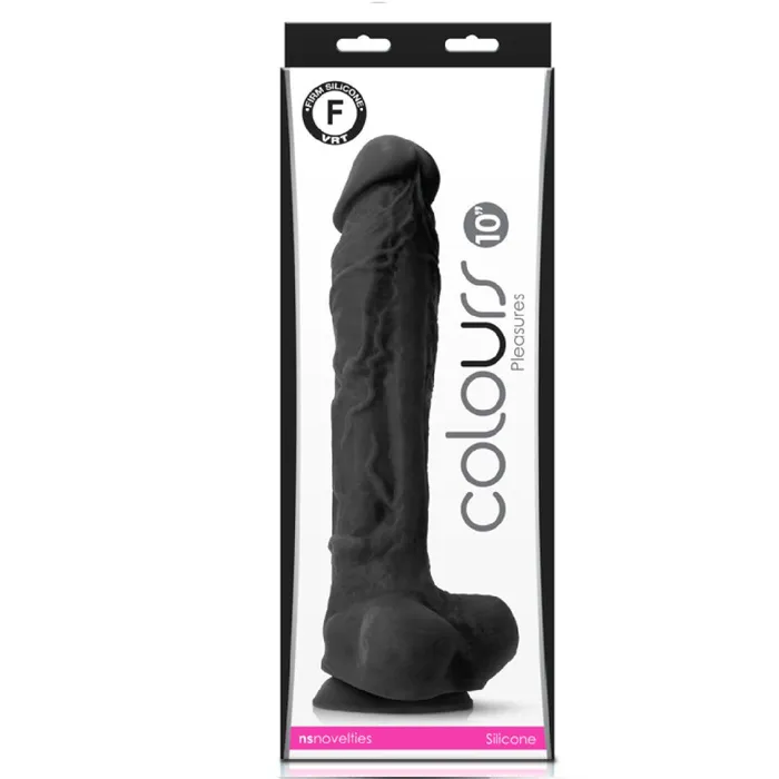 Colours Realistic 12 Inch Silicone Suction Cup Dildo Black NS Novelties Anal