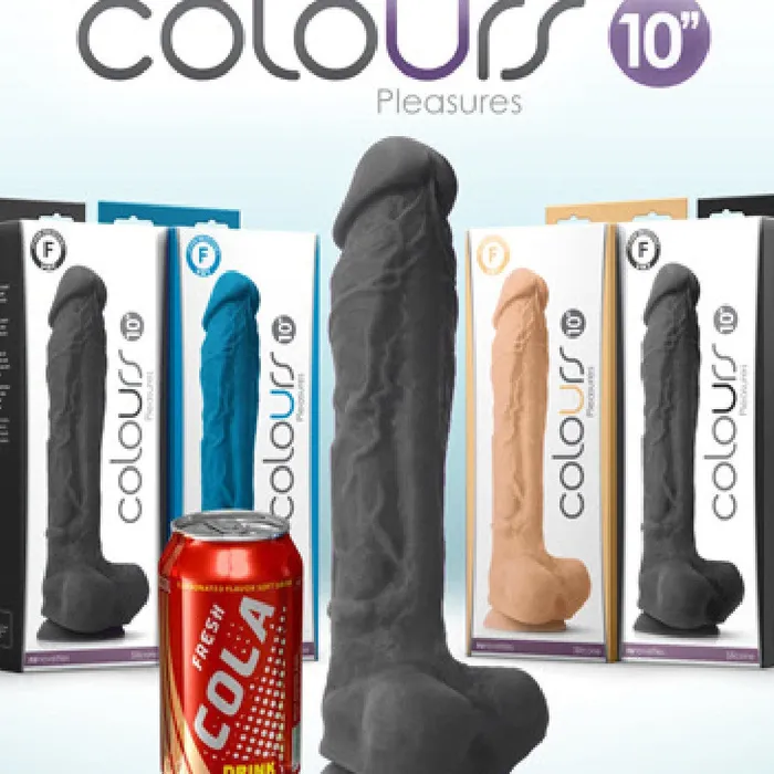 Colours Realistic 12 Inch Silicone Suction Cup Dildo Black NS Novelties Anal