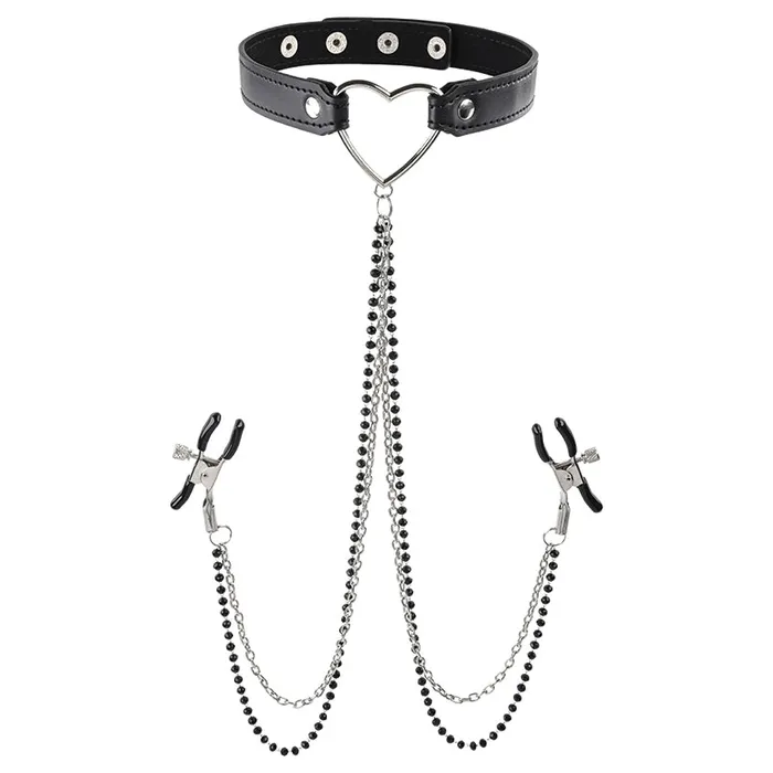 Couples Sportsheets Sex Mischief Amor Heart Collar and Nipple Jewelry