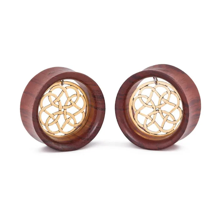Dangling Brass Mandala Red Tigerwood Tunnel 14mm30mm Price Per 1 Elementals Organics Vibrators