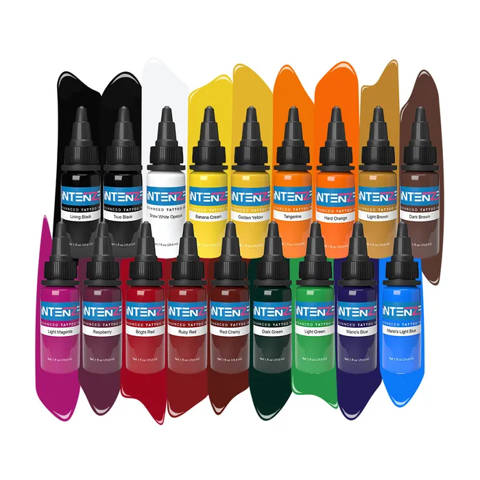 Dark Skin Set Intenze Tattoo Ink 18 Bottles 1oz Intenze Dildos