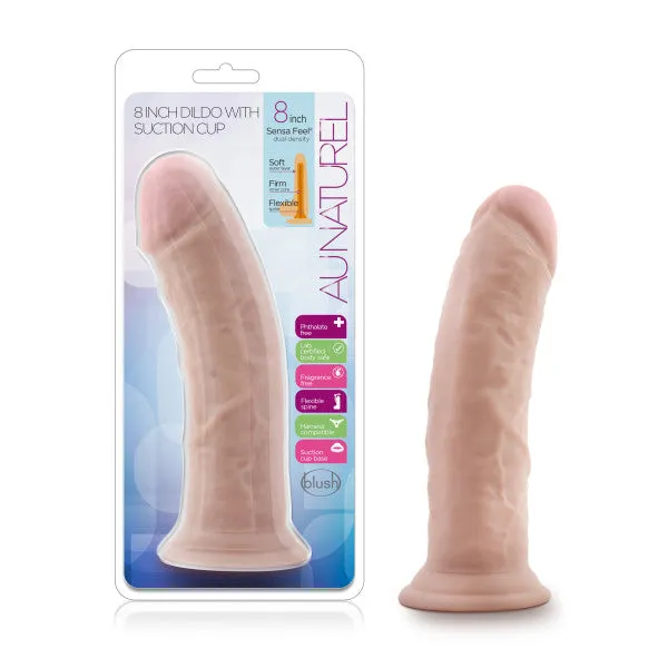 Dildos Blush Au Naturel 8 Inch Realistic Feel Dual Density Suction Cup Dildo Vanilla