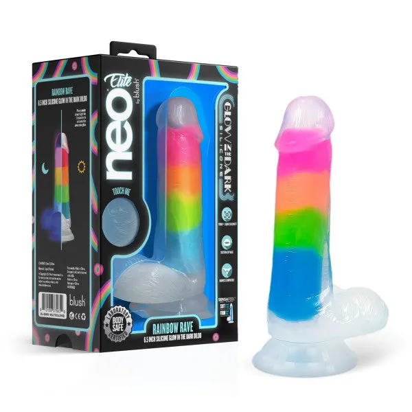 Dildos Blush Rainbow Rave Glow in the Dark 65 Inch Silicone Dildo
