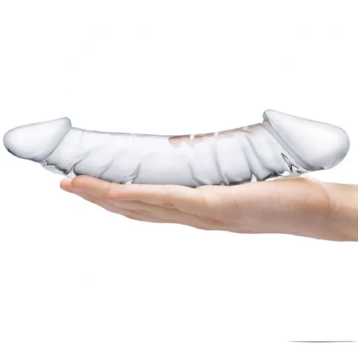 Dildos Electric Eel Inc Glas Girthy Realistic Clear Glass 105 Inch Double Dildo