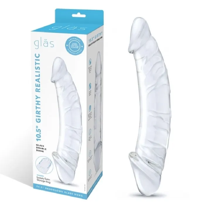 Dildos Electric Eel Inc Glas Girthy Realistic Clear Glass 105 Inch Double Dildo