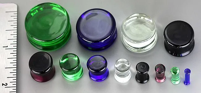 Dildos FLAT PLUGS Clear Glass Ear Gauge Jewelry Price Per 1 Painful Pleasures