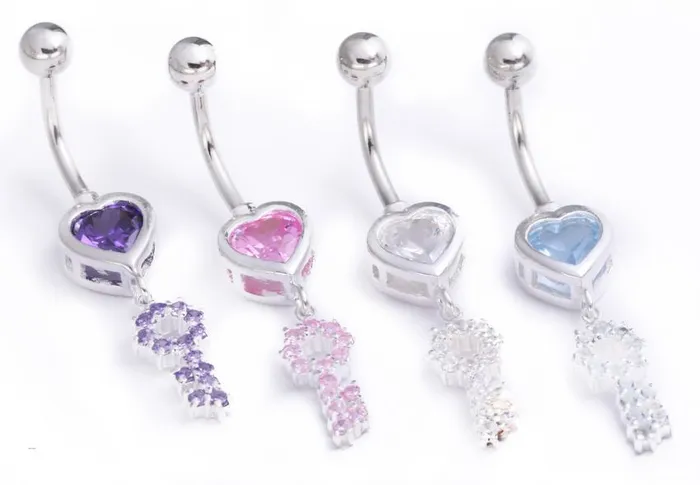 Dildos Painful Pleasures 14g 38 HEART and KEY Belly Piercing Jewelry