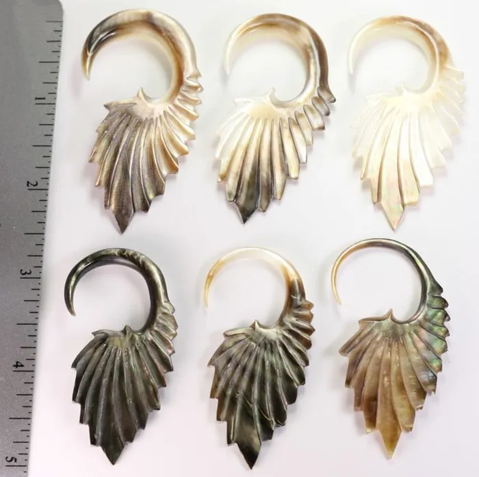 Elementals Organics Anal Black Mother of Pearl Fatuous Ear Hangers Pick Size Price Per 2