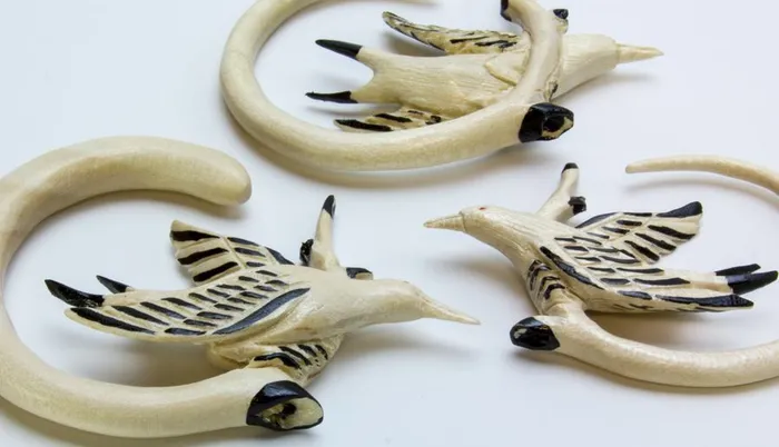 Elementals Organics Gannet Diving Bird Organic Crocodile Wood Ear Hangers 3mm12mm Price Per 2 Vibrators