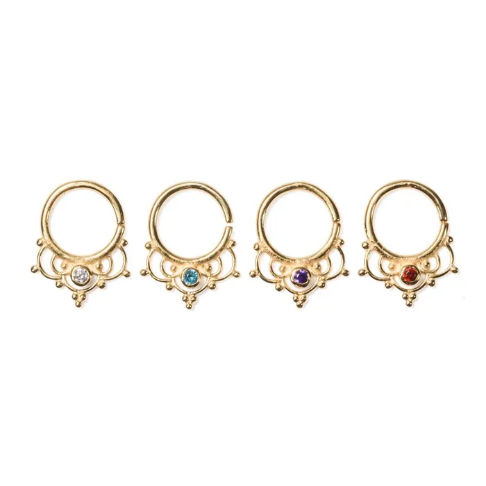 Elementals Organics Male Sex Toys 18g Gold Plated Tribal Chandelier Bendable Septum Ring