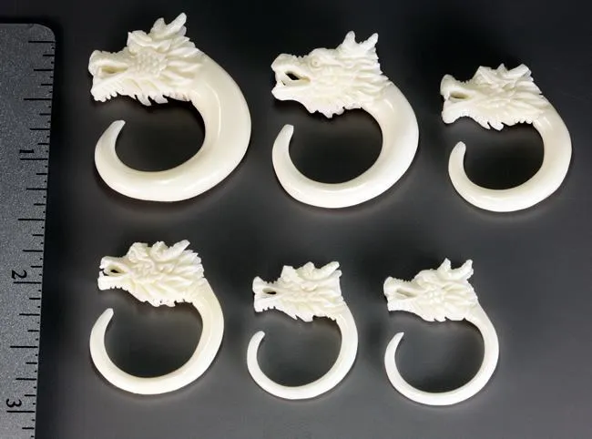 Elementals Organics Male Sex Toys CARVED DRAGONS HEAD Natural Bone Organic Body Jewelry 2mm 8mm Price Per 1