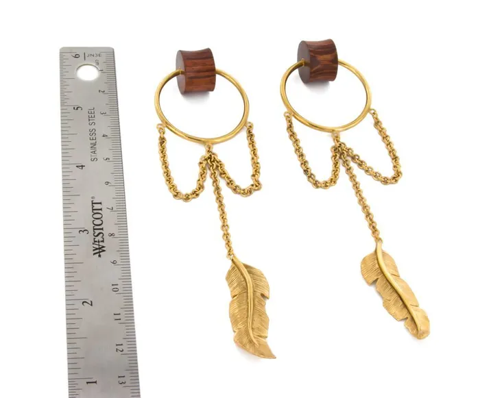 Elementals Organics Male Sex Toys Tiger Wood Plug with Bronze Rose Gold Dreamcatcher Charm Price Per 2