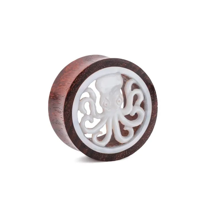 Elementals Organics Mother of Pearl Octopus Inlaid Sono Wood Tunnel 16mm30mm Price Per 1 Anal Elementals Organics Mother of Pearl Octopus Inlaid Sono Wood Tunnel 16mm30mm Price Per 1 Anal