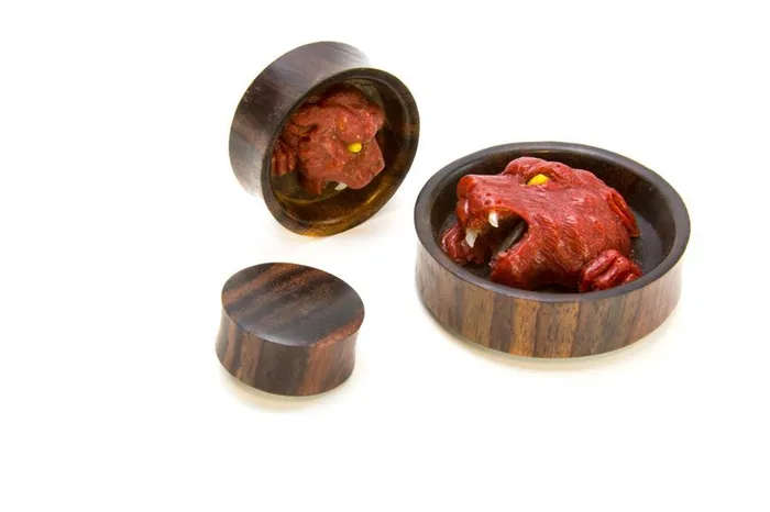 Elementals Organics Vibrators Carved RED CORAL Panther Organic Jewelry 14mm 50mm Price Per 2