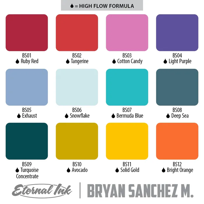 Eternal Female Sex Toys Bryan Sanchez M Watercolor Ink Set of 12 1oz Bottles Eternal Tattoo Ink