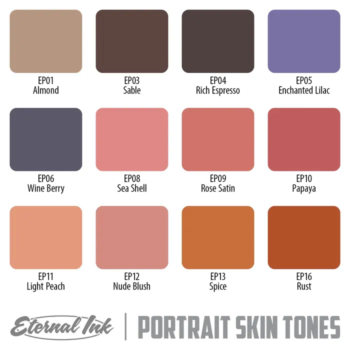 Eternal Female Sex Toys Portrait Skin Tone Color Set of 12 1oz Bottles Eternal Tattoo Ink