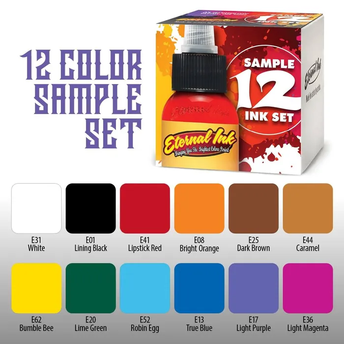Eternal Female Sex Toys Sample Color Set of 12 12oz Bottles Eternal Tattoo Ink