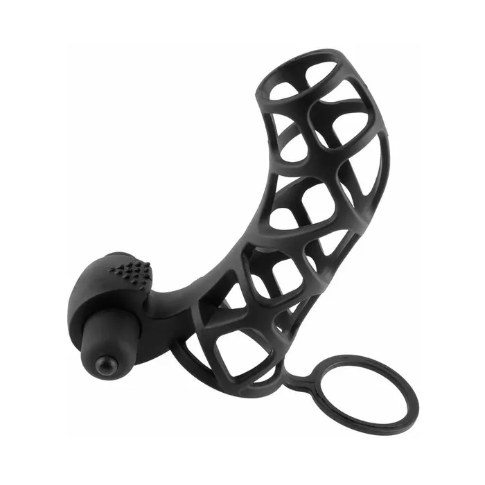 Extreme Vibrating Silicone Power Cock Cage Black Pipedream Products Male Sex Toys