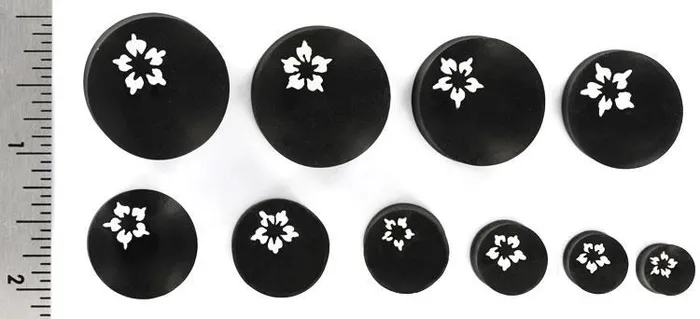 Female Sex Toys Elementals Organics White Flower on Areng Wood Organic New Tribe Body Jewelry 8mm 25mm Price Per 1
