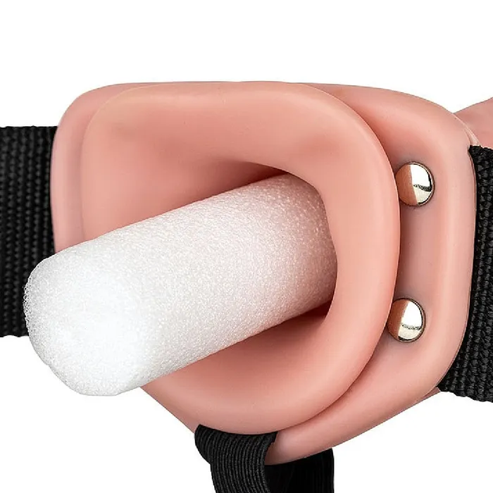 Female Sex Toys Shots Realrock Massive Vibrating 10 Inch Hollow Dildo Strapon Harness Vanilla