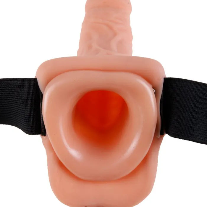 Fetish Fantasy Vibrating 9 Inch Hollow Dildo wBalls Strapon Harness Vanilla Pipedream Products Female Sex Toys