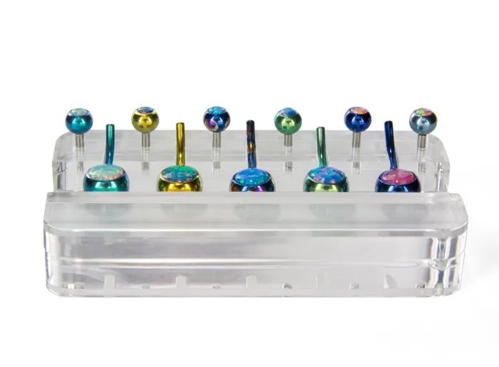 Five Piece Acrylic Belly Button Ring Display Painful Pleasures Male Sex Toys