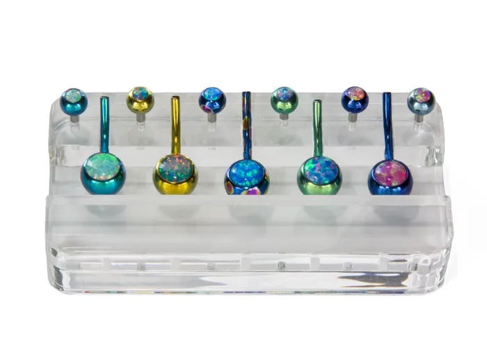 Five Piece Acrylic Belly Button Ring Display Painful Pleasures Male Sex Toys