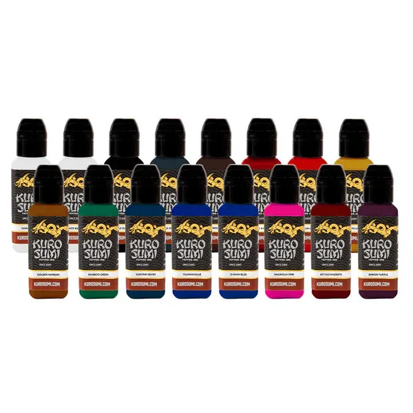 Kuro Sumi Anal 16 Color Primary Set 1 Kuro Sumi Tattoo Ink 075oz