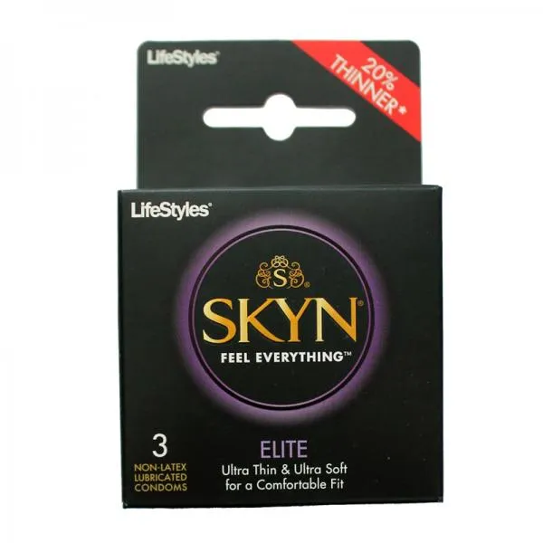 Lifestyles Skyn Elite 3 Pack NonLatex Lubricated Condoms Lifestyles Condoms Male Sex Toys Lifestyles Skyn Elite 3 Pack NonLatex Lubricated Condoms Lifestyles Condoms Male Sex Toys