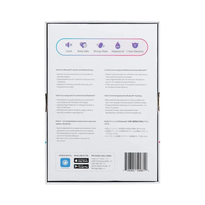 Lovense Hush 2 Bluetooth App Remote Control Vibrating Butt Plug 175 Lovense Anal