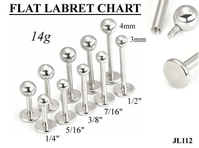Male Sex Toys 14g Internally Threaded Steel Lip Stud Labret Flat Back Disc Painful Pleasures