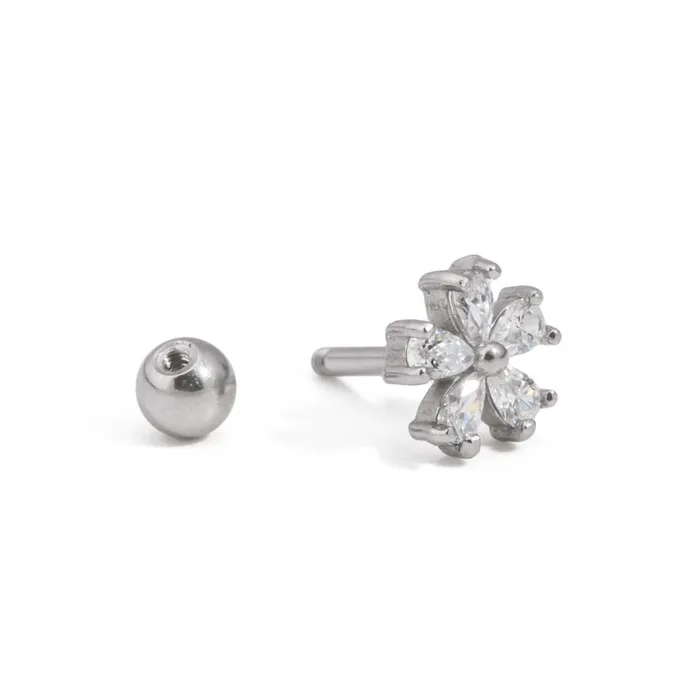 Male Sex Toys 16g Steel Ear Jewelry with CrystalPetaled Blossom Price Per 1 Painful Pleasures