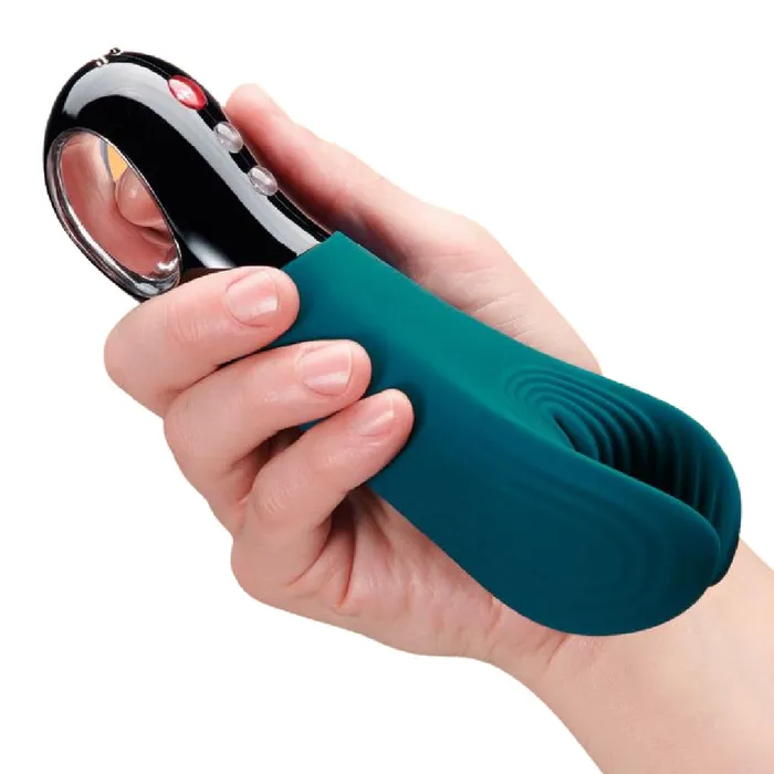 Male Sex Toys Fun Factory Fun Factory Manta Vibrating Penis Stroker Deep Blue