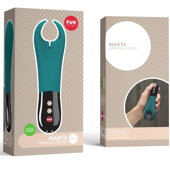 Male Sex Toys Fun Factory Fun Factory Manta Vibrating Penis Stroker Deep Blue