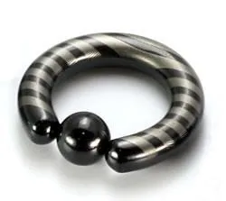Male Sex Toys Painful Pleasures 10g4g Black TitaniumCoated Stainless Steel Captive Ring With Stripes Male Sex Toys Painful Pleasures 10g4g Black TitaniumCoated Stainless Steel Captive Ring With Stripes