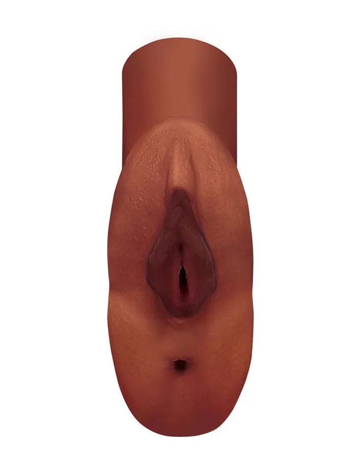 Male Sex Toys Pipedream Products PDX Plus Perfect Pussy Double Stroker BROWN Male Masturbator