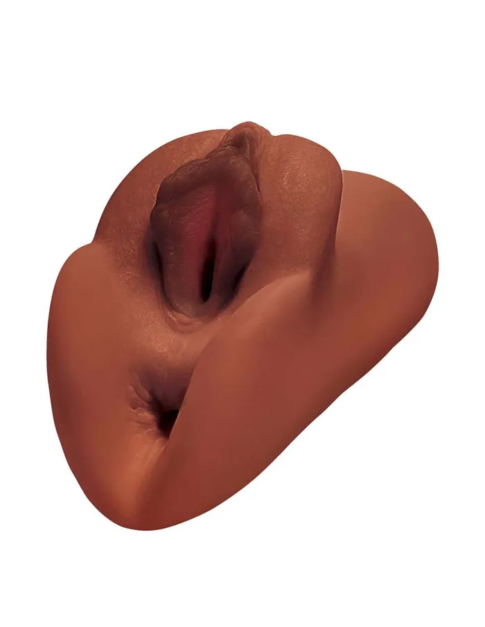 Male Sex Toys Pipedream Products PDX Plus Perfect Pussy Double Stroker BROWN Male Masturbator