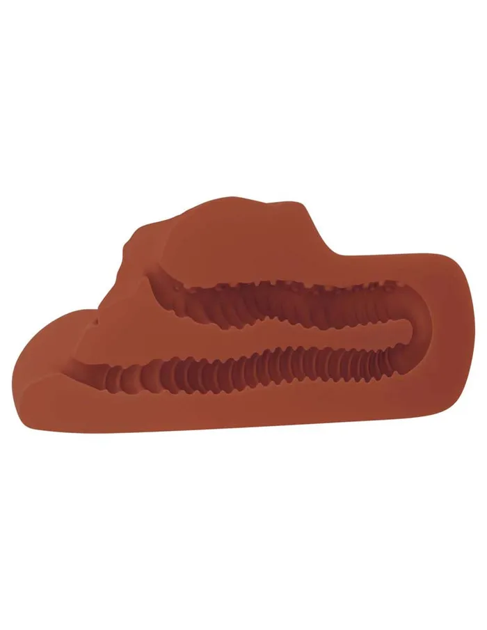 Male Sex Toys Pipedream Products PDX Plus Perfect Pussy Double Stroker BROWN Male Masturbator