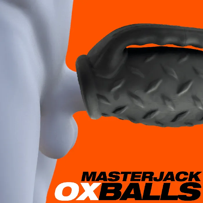 Oxballs Masterjack Double Ended Ultra Squishy Stroker with Handle Black Oxballs Male Sex Toys