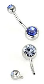 Painful Pleasures 14g 716 Internal Double Jeweled Steel Belly Button Ring Male Sex Toys