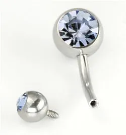 Painful Pleasures 14g 716 Internal Double Jeweled Steel Belly Button Ring Male Sex Toys